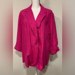 Michael Kors 100% Linen Blazer Radiant Pink One Button Business Womens 20W